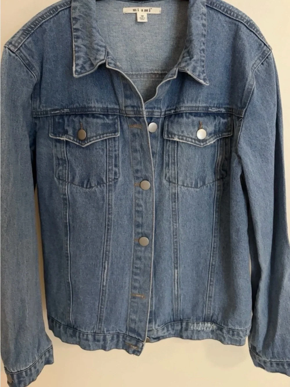 Up cycled back Denim Jean Jacket with Button-Front